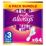 Always Platinum Day & Night (Size 3) Pads Wings 16 Sanitary Towels x4 Bundle - McGrocer