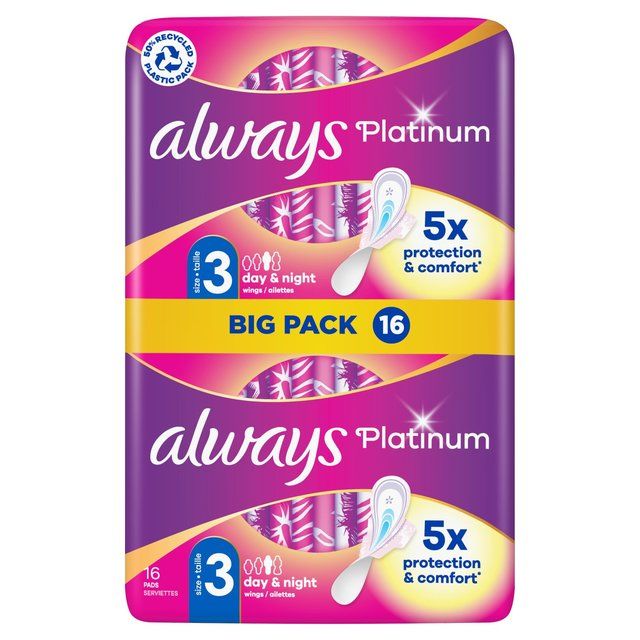 Always Platinum Night Sanitary Towels Wings Size 3 16 per pack - McGrocer