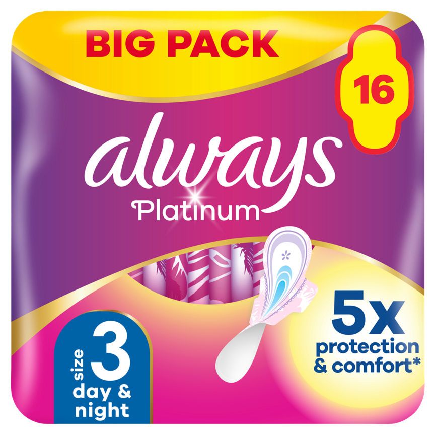 Always Platinum Night (Size 3) Sanitary Towels Wings - McGrocer