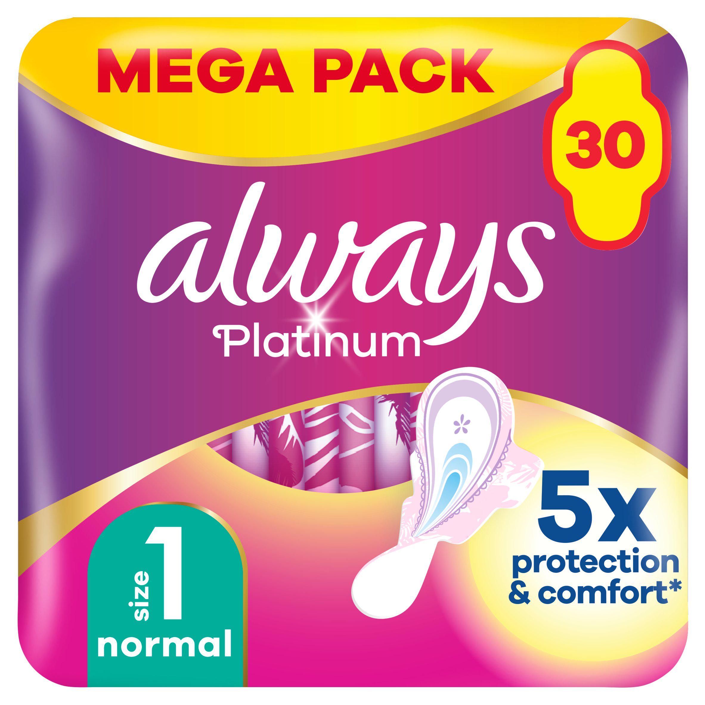 Always Platinum Normal (Size 1) Sanitary Towels Wings x30 - McGrocer