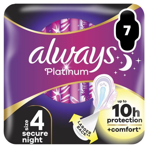 Always Platinum Secure Night (Size 4) Pads 7 Sanitary Towels - McGrocer