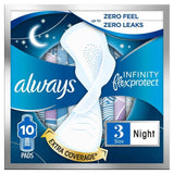 Always Sanitary Towels Infinity Night (Size 3) Wings 10 per pack - McGrocer