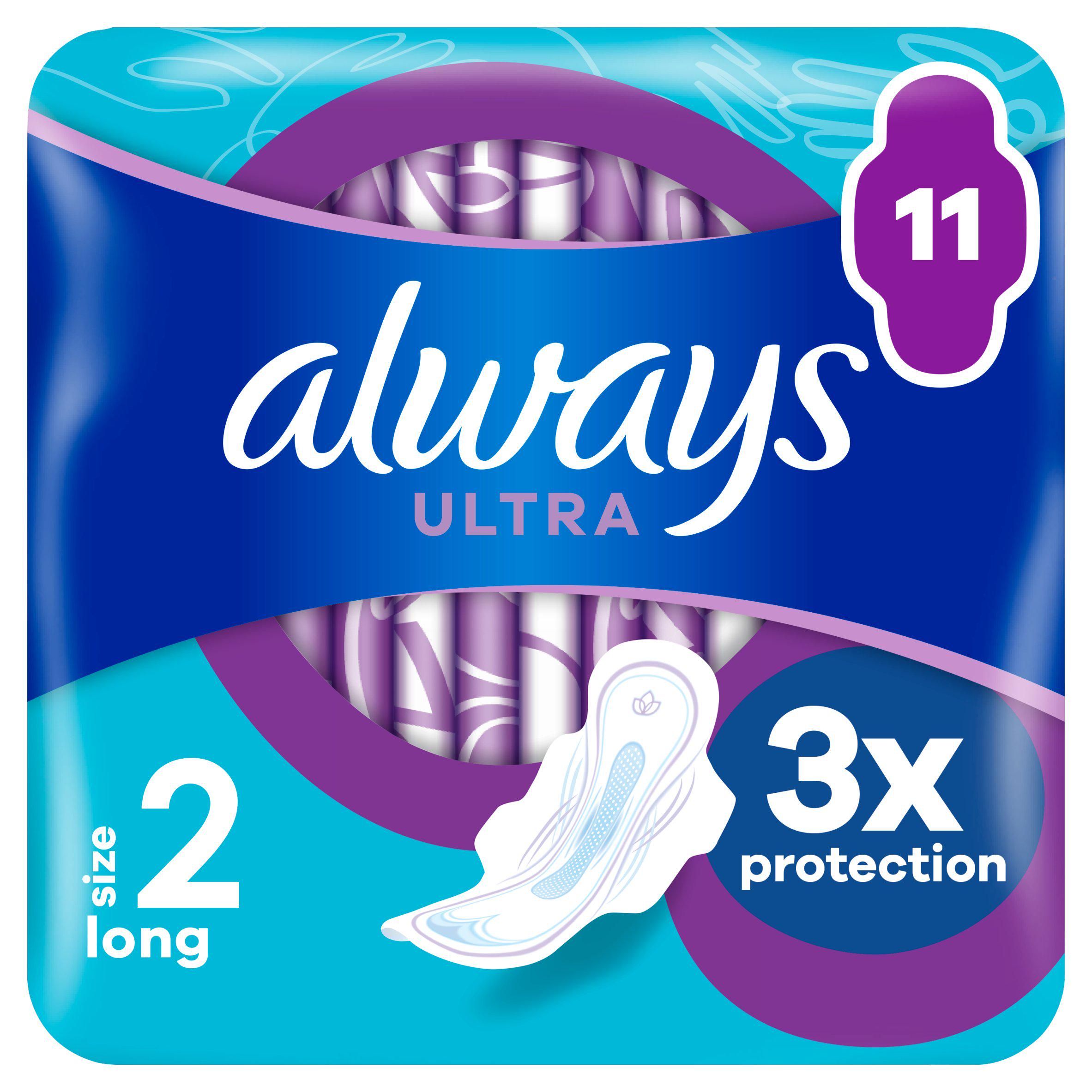 Always Ultra Sanitary Towels Long Wings Pads Size 2 x11 - McGrocer