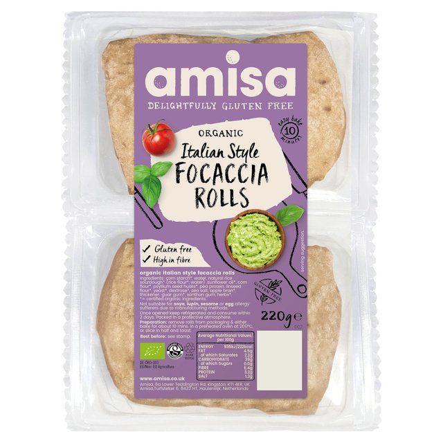 Amisa Organic Gluten Free Focaccia Rolls 220g - McGrocer