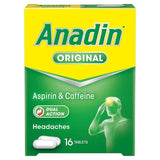 Anadin Original Aspirin Pain Relief Headache Caplets 16 per pack - McGrocer