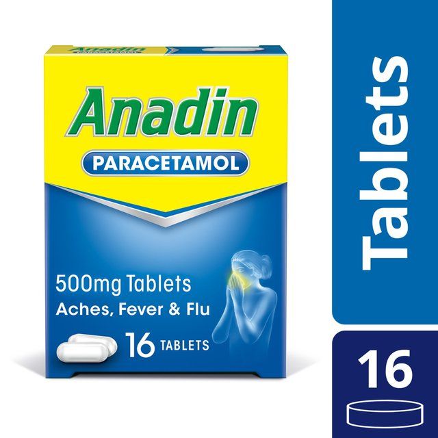 Anadin Paracetamol Pain Relief for Headaches Cold & Flu Tablets 16 16 per pack - McGrocer