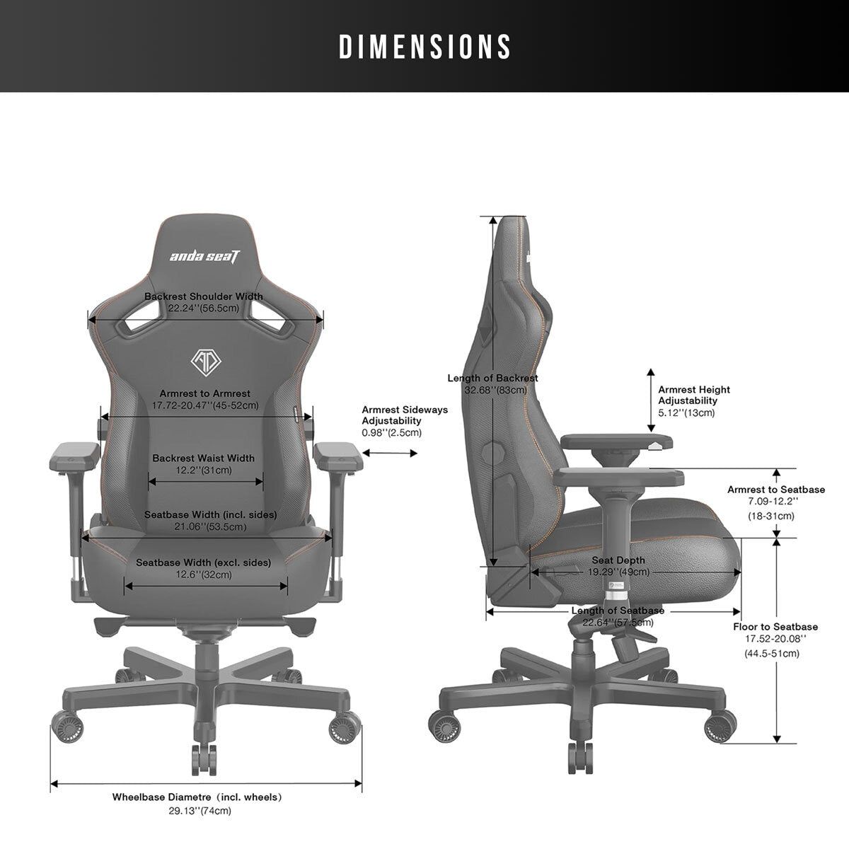 anda seaT Kaiser Series 3 Extra Large Gaming Chair, Black - McGrocer