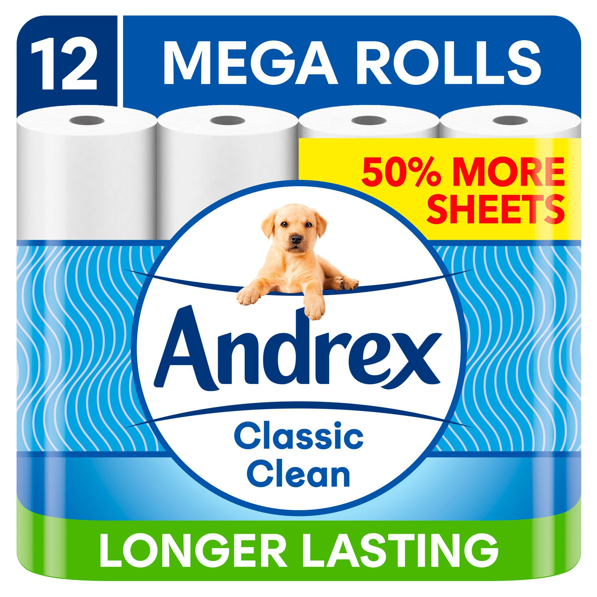 Andrex Classic Clean Mega Roll Toilet Tissue x12 - McGrocer