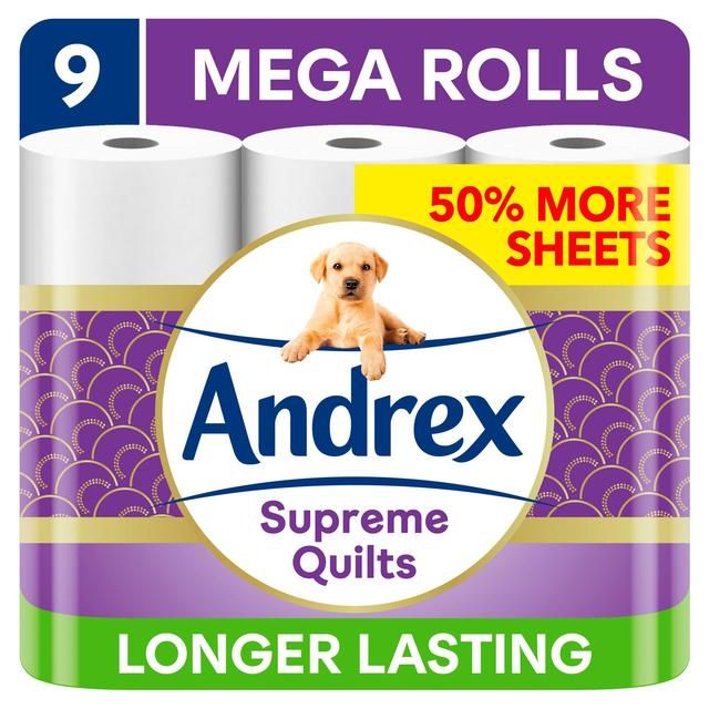 Andrex Supreme Quilts Toilet Roll Mega Rolls 9 per pack - McGrocer