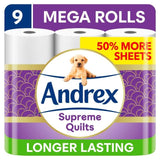 Andrex Supreme Quilts Toilet Roll Mega Rolls 9 per pack - McGrocer
