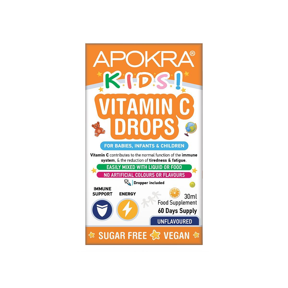 Apokra Kids Vegan Vitamin C Drops 30ml - McGrocer