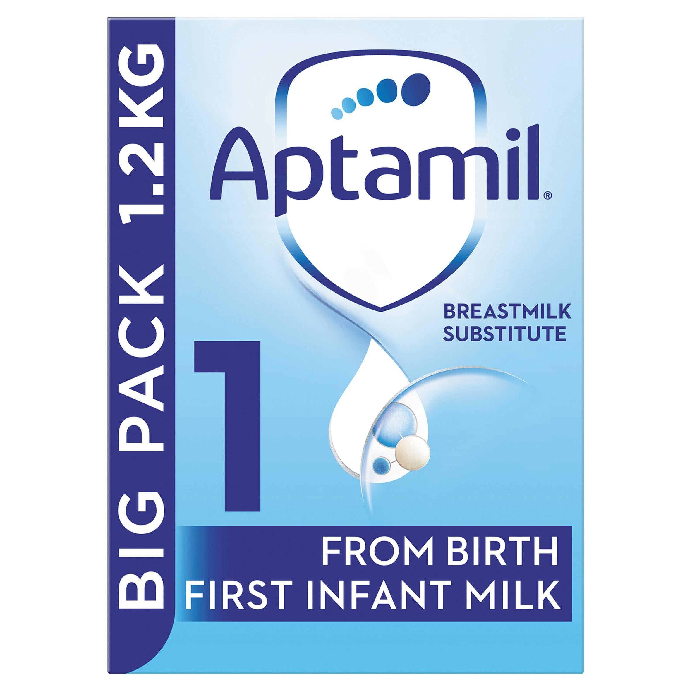 Aptamil 1 First Infant Baby Milk Formula Powder From Birth Big Pack 1.2kg - McGrocer