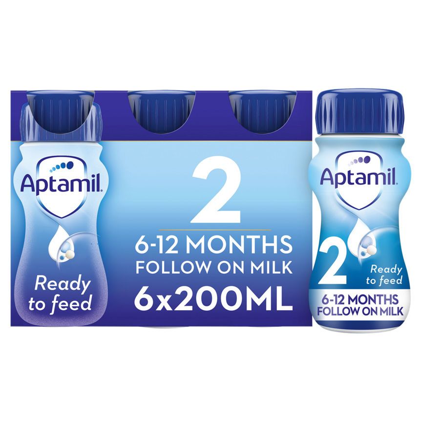 Aptamil 2 Follow On Formula Baby Milk Liquid 6-12 Months Multipack 6x - McGrocer