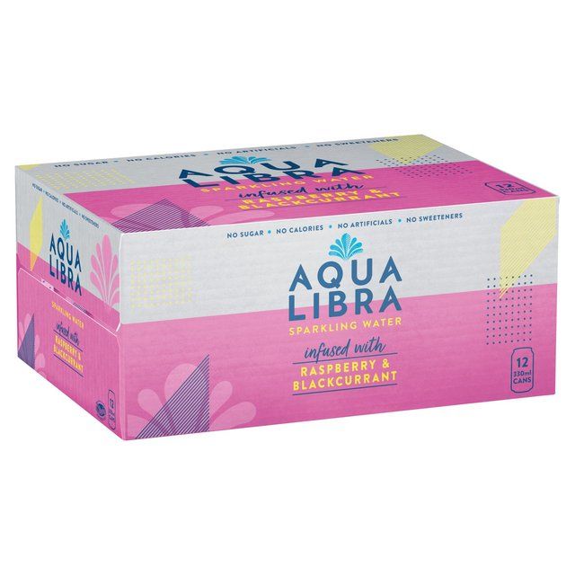 Aqua Libra Raspberry and Blackcurrant Infused Sparkling Water 12 x 330ml - McGrocer