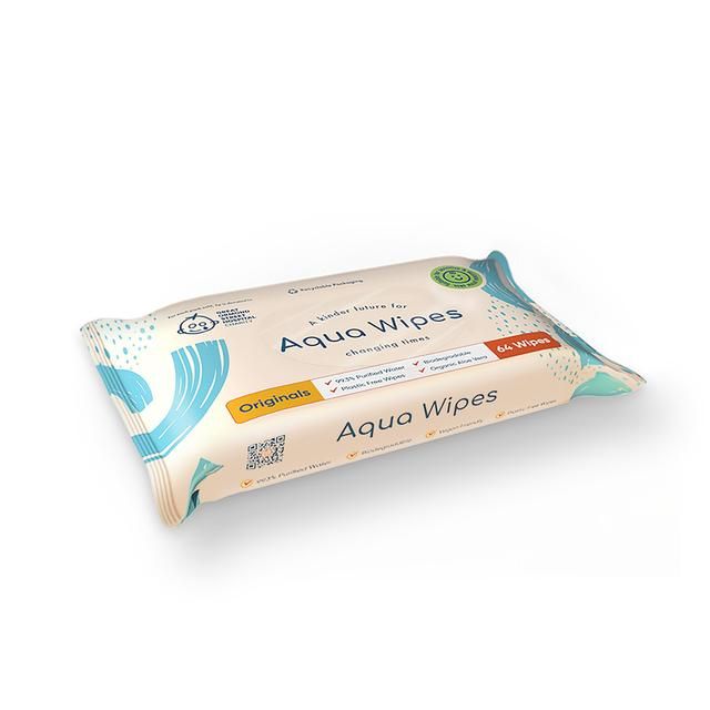 Aqua Wipes 100% Biodegradable Baby Wipes Jumbo Pack 12 x 64 per pack - McGrocer
