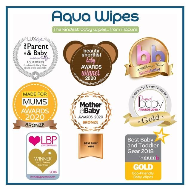 Aqua Wipes 100% Biodegradable Baby Wipes Multipack 4 x 64 per pack - McGrocer