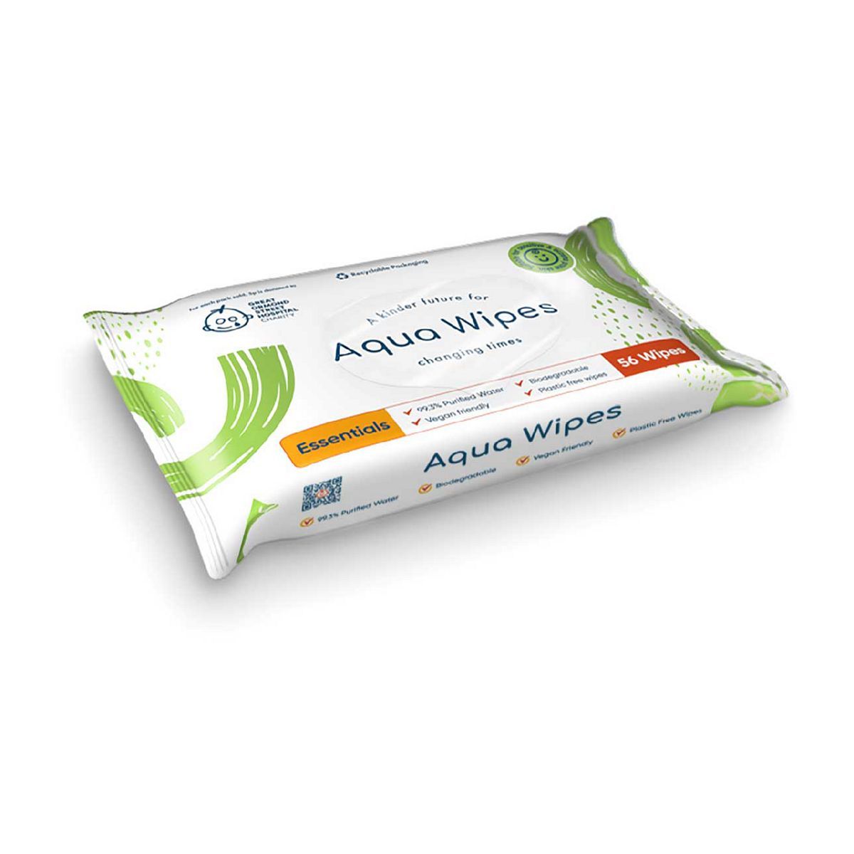 Aqua Wipes Essentials Biodegradable Plastic-Free Baby Wipes 56s - McGrocer