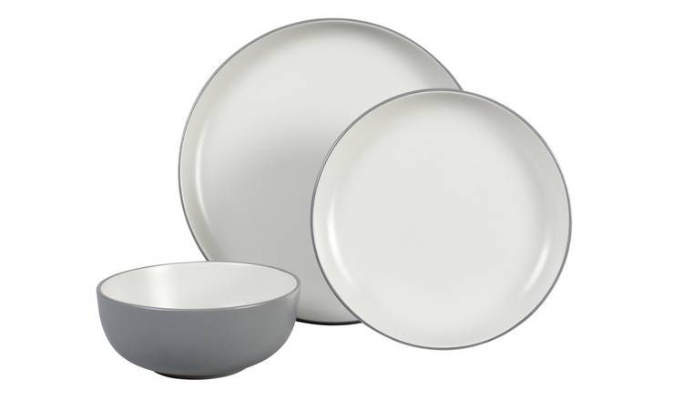 Argos Home 12 Piece Stoneware Dinner Set - Two Tone - McGrocer