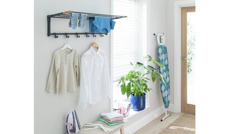 Argos Home 4.5m Wall Mounted Clothes Airer with Hooks - McGrocer