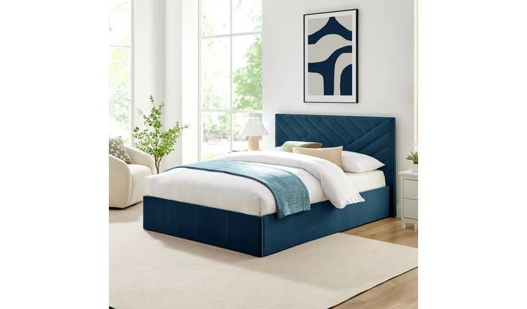 Argos Home Luca Small Double End Lift Ottoman Bed - Navy - McGrocer