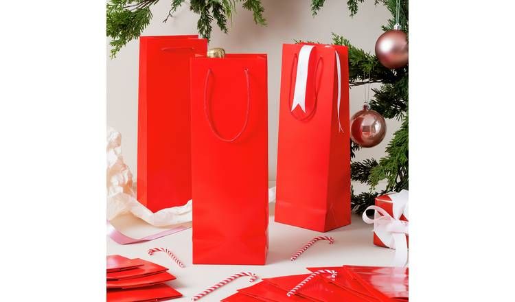Argos Home Plain Red Bottle Gift Bag - 12 Pack - McGrocer
