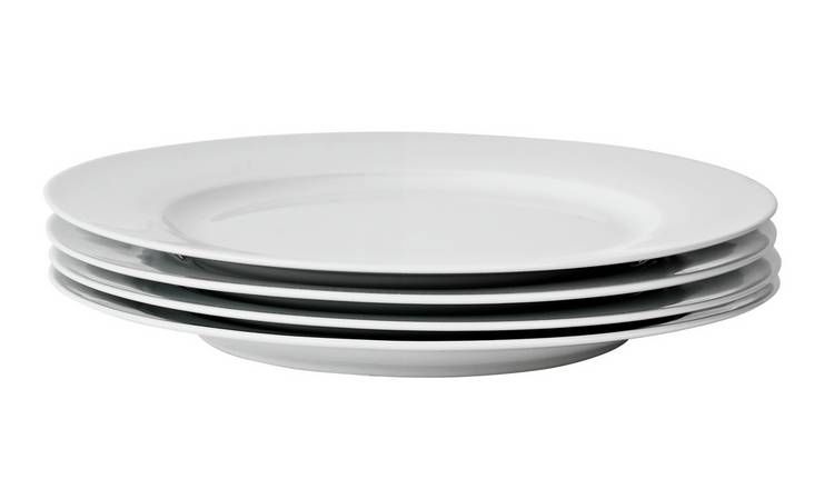 Argos Home Set of 4 Porcelain Dinner Plates - Super White - McGrocer