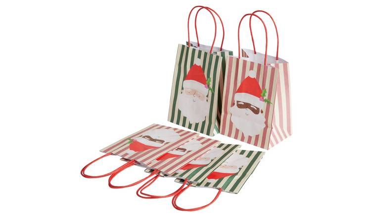 Argos Home Small Santa Stripe Christmas Gift Bags - 6 Pack - McGrocer