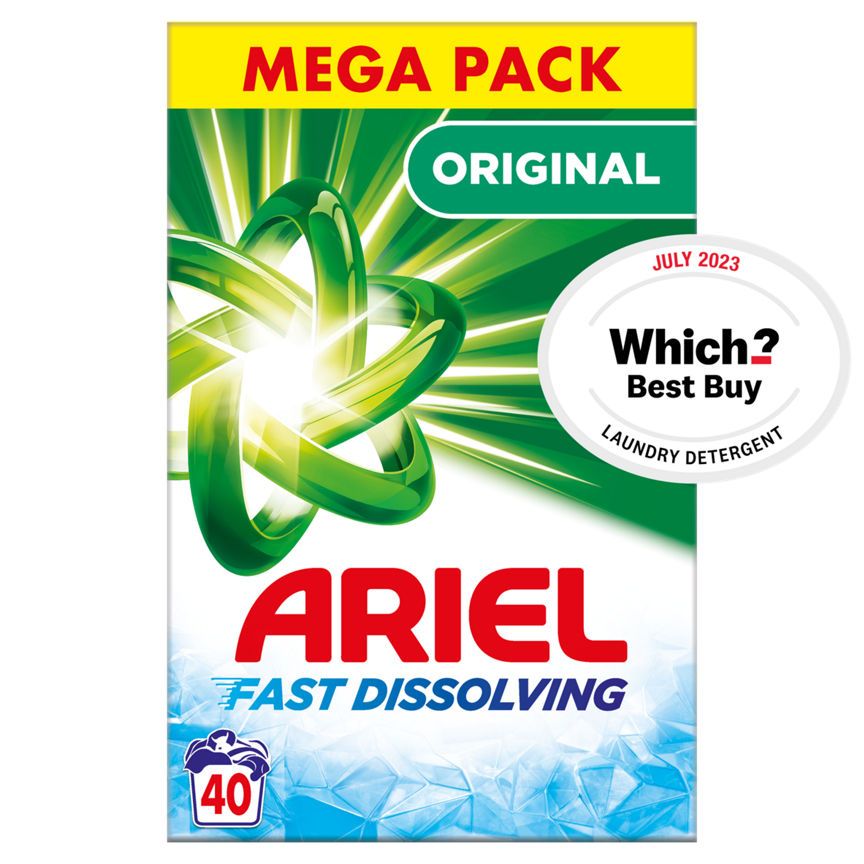 Ariel Fast Dissolving Washing Powder 2.4KG, 40 Washes, Original - McGrocer