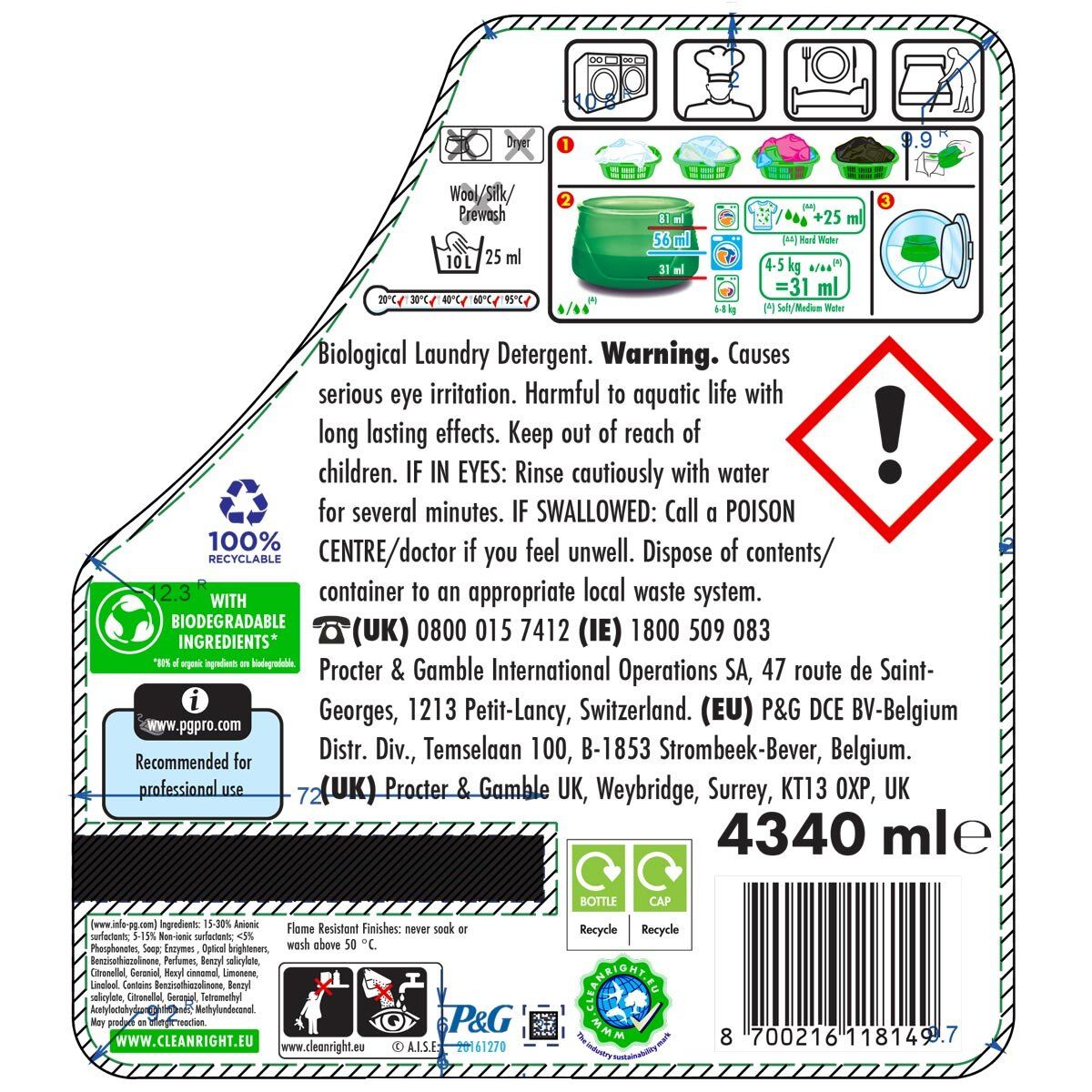 Ariel Laundry Liquid, 140 Wash, 4.34L - McGrocer