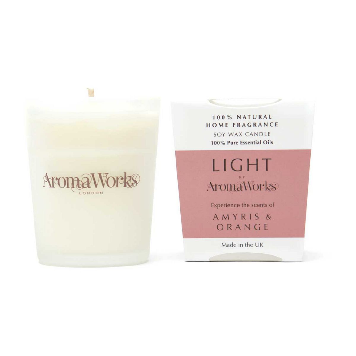 AromaWorks London Light Range - Amyris & Orange 10cl Candle - McGrocer