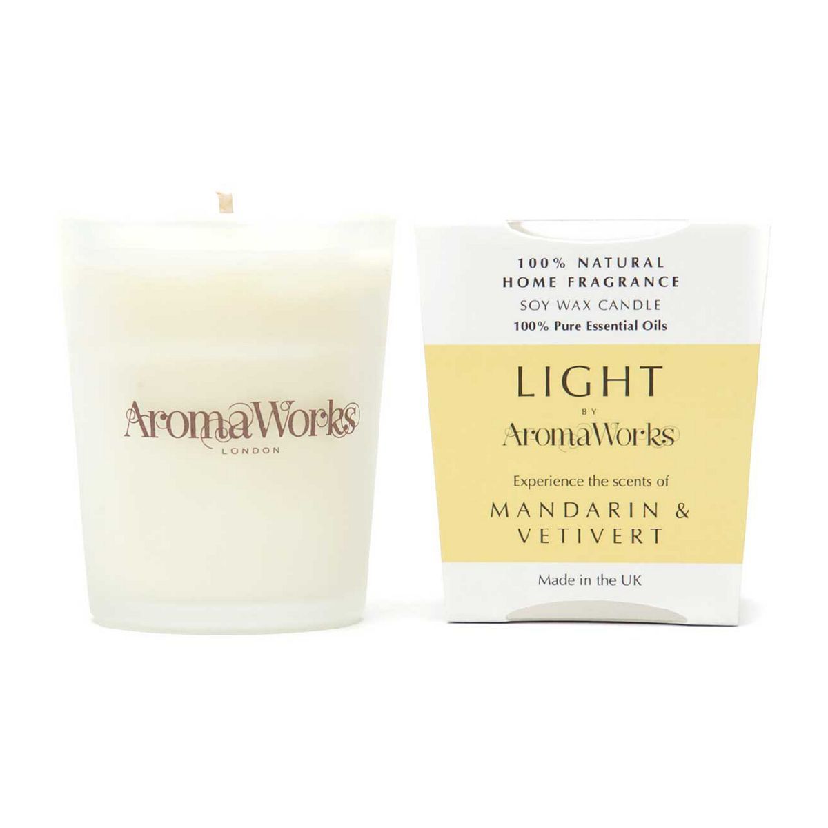 AromaWorks London Light Range - Mandarin & Vetivert 10cl Candle - McGrocer