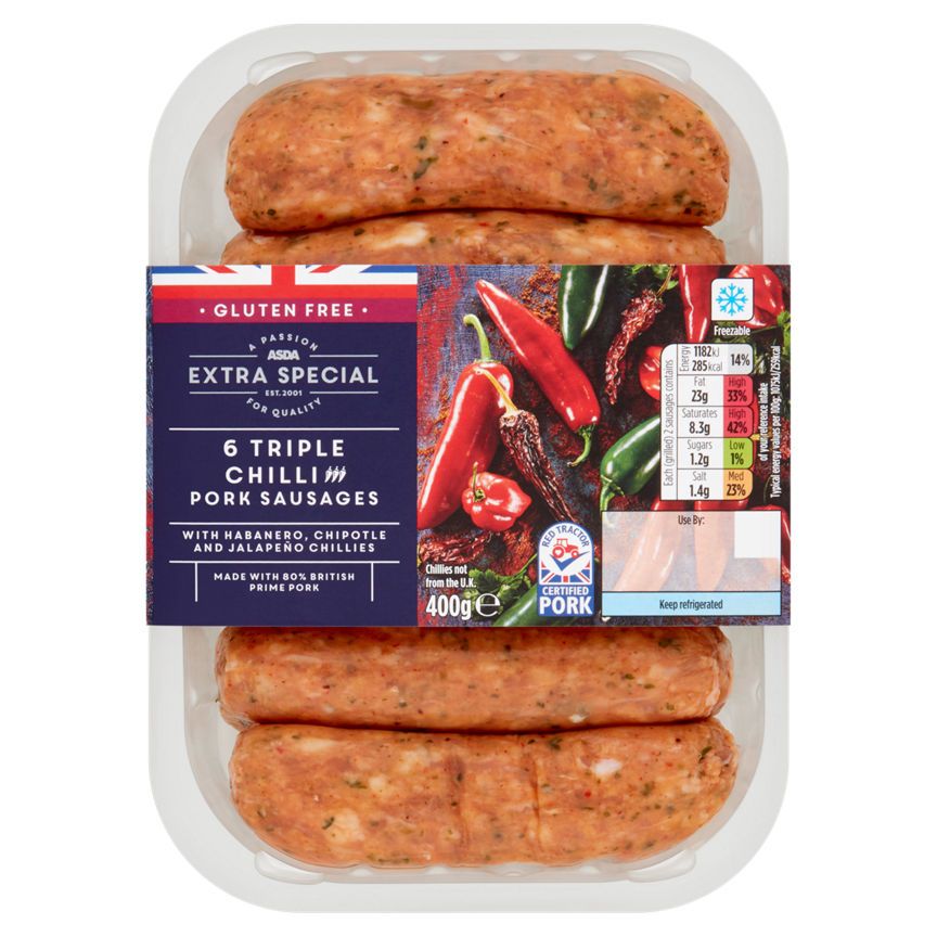 ASDA Extra Special 6 Pork & Three Chilli Sausages - McGrocer