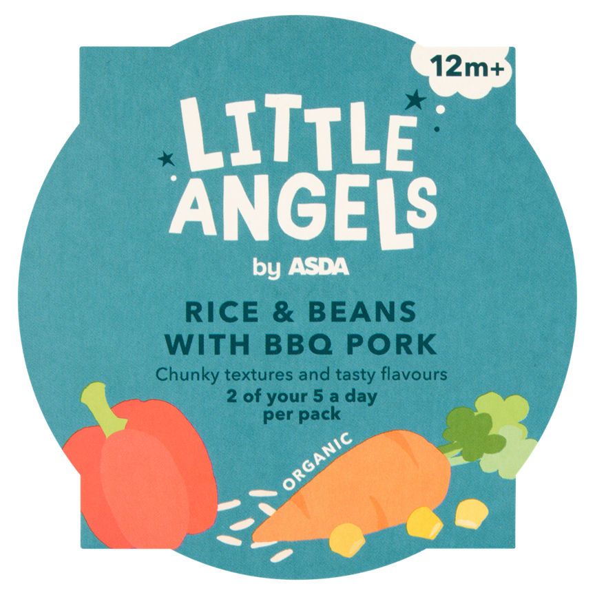 ASDA Little Angels Organic Rice & Beans with BBQ Pork 12m+ 200g - McGrocer