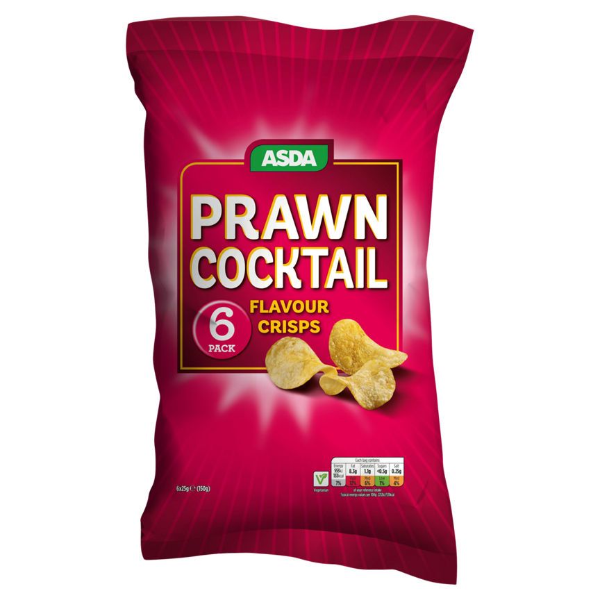 ASDA Prawn Cocktail Flavour Crisps 6 x 25g (150g) - McGrocer
