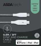 ASDA Tech Lighting to USB-C Cable - White 0.9m - McGrocer