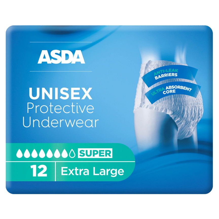 ASDA UNISEX Super Absorbent Underwear Incontinence Pants EXTRA Large - McGrocer