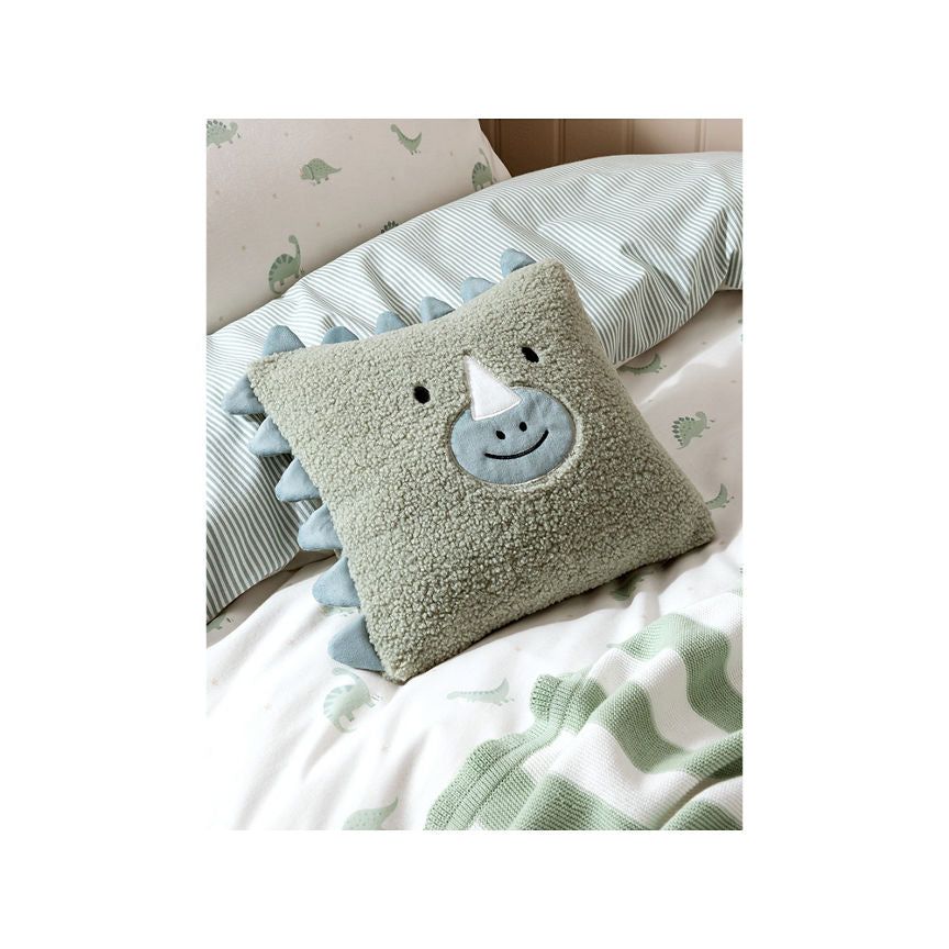 At Home with Stacey Solomon Green Square Dinosaur 3D Cushion - McGrocer