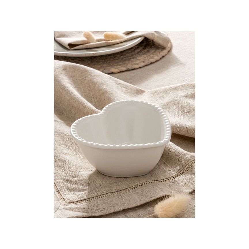 At Home with Stacey Solomon White Beaded Heart Nibble Bowl - McGrocer