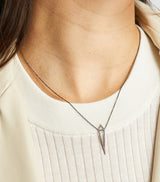 Blackened White Gold Diamond Dagger Pendant Necklace