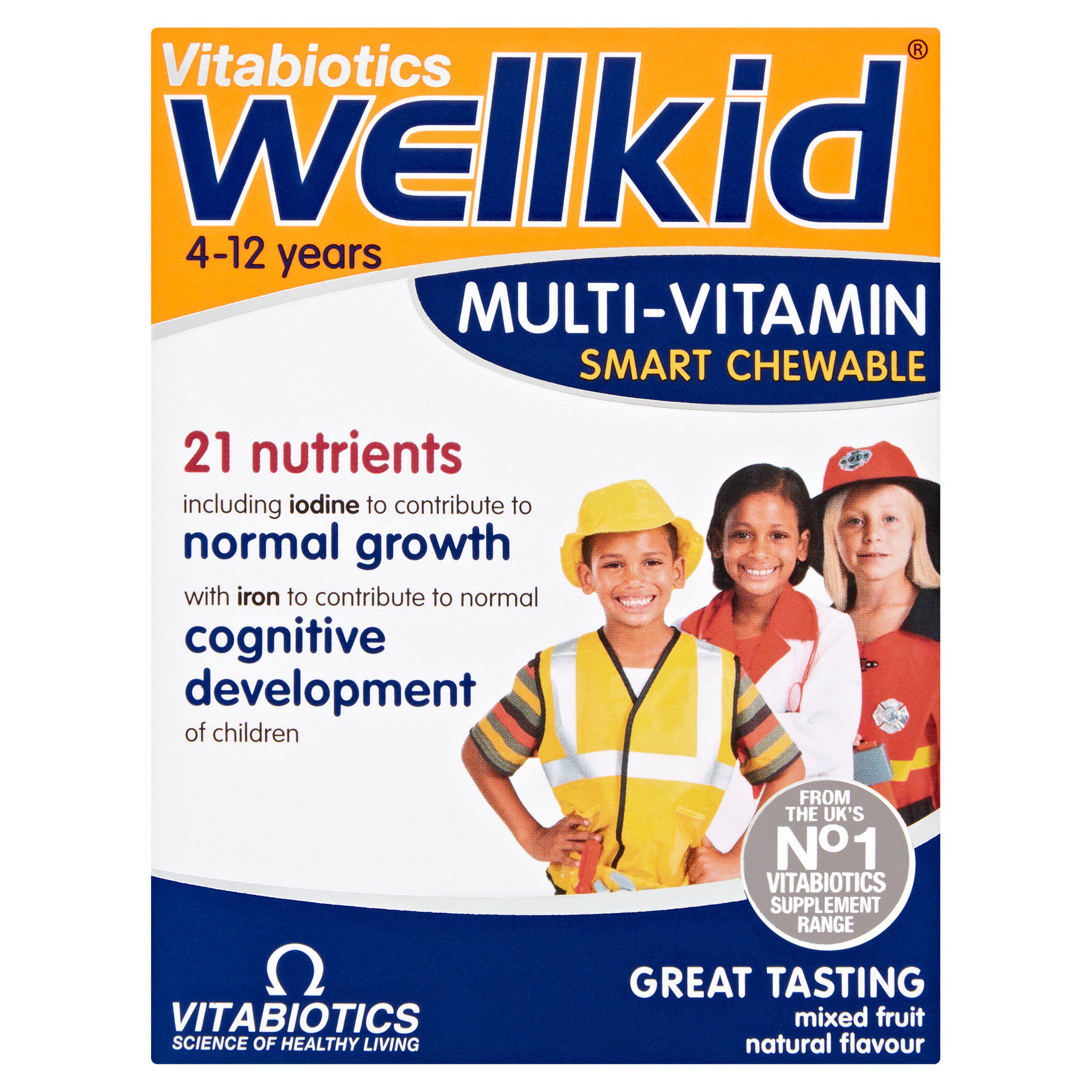 Vitabiotics Wellkid Multi-vitamin Smart Chewable 4-12 Years x30 GOODS Sainsburys