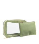 Transparent Oxford Cosmetic Bag with Zipped Pouch and Wipe-Clean Interior 15x22x6.5cm