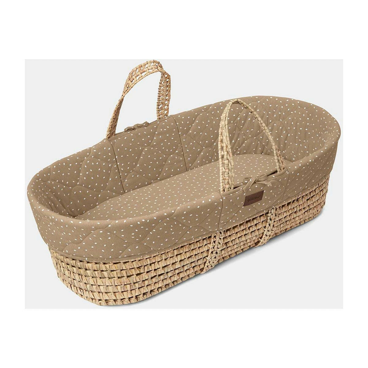 The Little Green Sheep Moses Basket and Static Stand Bundle - Quilted Truffle Rice GOODS Boots