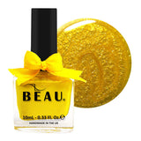 Beau Polish Glitzy As Charged Gold Jelly Nail Polish 10ml