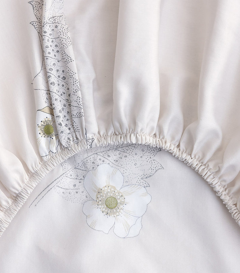 Yves Delorme organic cotton sateen floral print king fitted sheet 150x200cm (British brand)