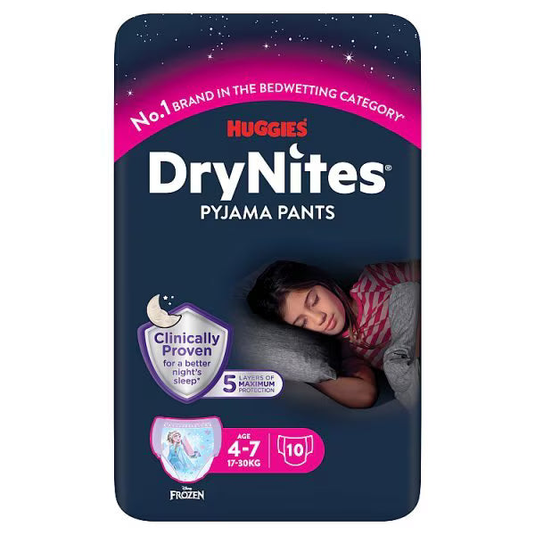 Huggies DryNites Girl's Pyjama Pants Frozen Design 4-7 Years (British brand)