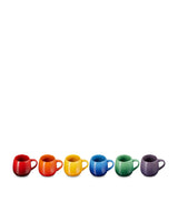 Stoneware Rainbow Mugs Set of 6 with 320ml Capacity