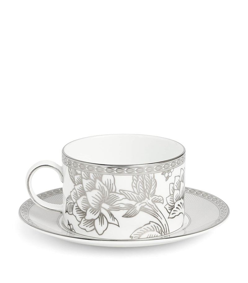 Wedgwood Silver Tonquin teacup and saucer (British brand)