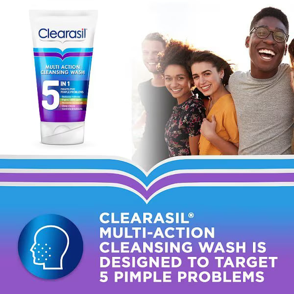 Clearasil 5 in 1 Acne Face Wash 150ml, imported from the UK