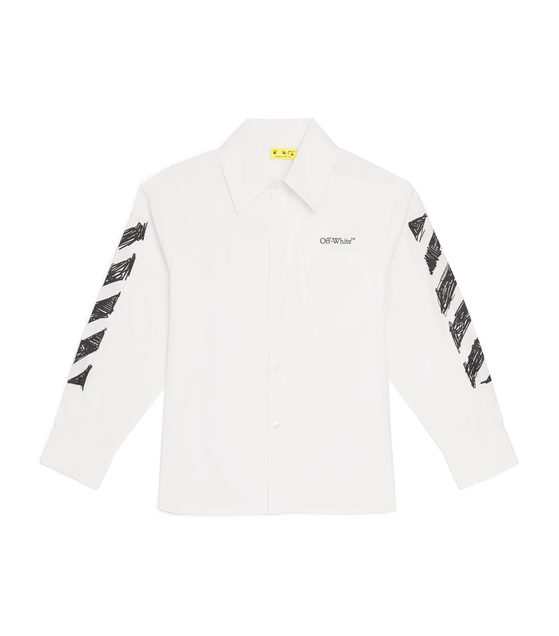 Off-White kids cotton diagonal sketch shirt (4-12+ years), imported from the UK
