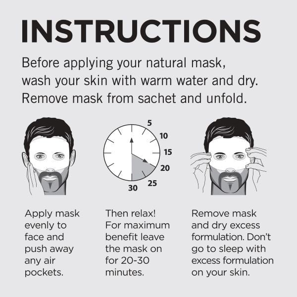 Fuss Free Naturals Men's Anti-Ageing Mask Bearded Pack of 3 - British product
